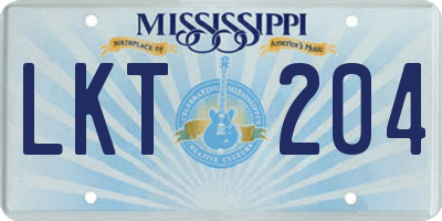 MS license plate LKT204