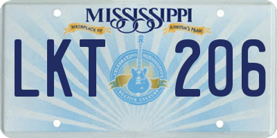 MS license plate LKT206