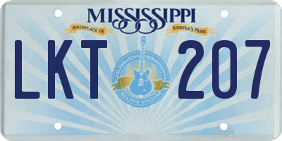 MS license plate LKT207