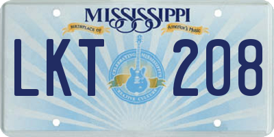 MS license plate LKT208