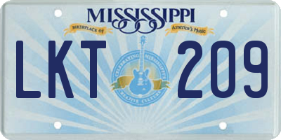 MS license plate LKT209