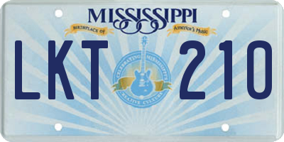 MS license plate LKT210