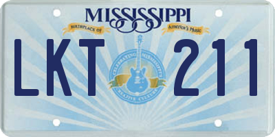 MS license plate LKT211