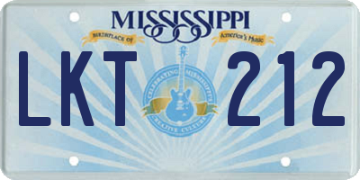 MS license plate LKT212