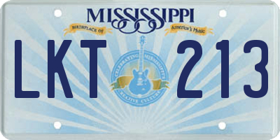 MS license plate LKT213