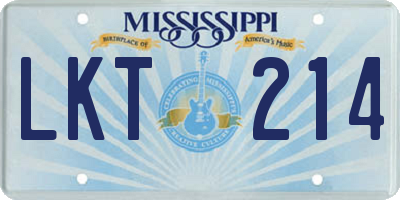 MS license plate LKT214