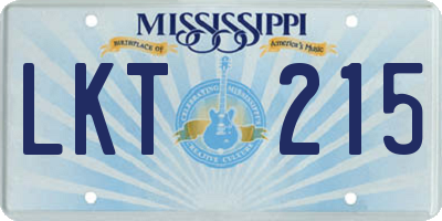 MS license plate LKT215