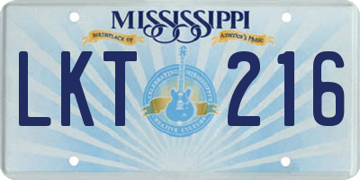 MS license plate LKT216