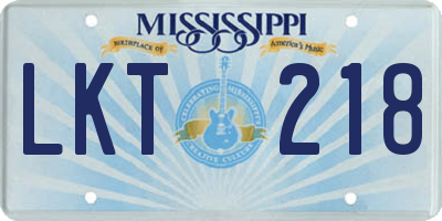 MS license plate LKT218
