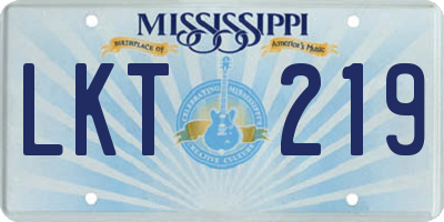 MS license plate LKT219