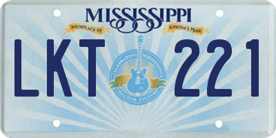 MS license plate LKT221