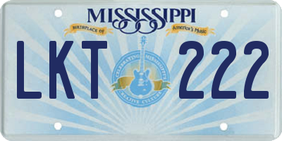 MS license plate LKT222