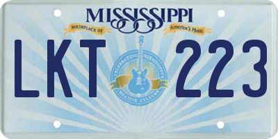 MS license plate LKT223