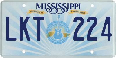 MS license plate LKT224