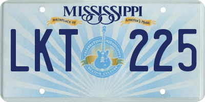 MS license plate LKT225