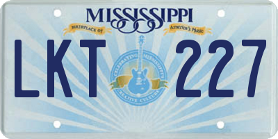 MS license plate LKT227