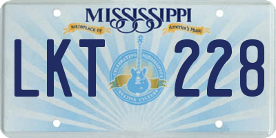 MS license plate LKT228