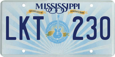 MS license plate LKT230