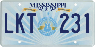 MS license plate LKT231
