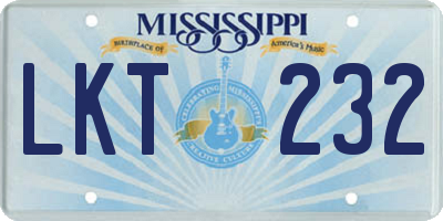 MS license plate LKT232