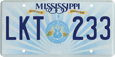 MS license plate LKT233