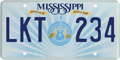 MS license plate LKT234