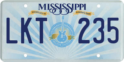 MS license plate LKT235