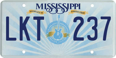MS license plate LKT237
