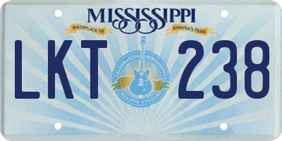 MS license plate LKT238