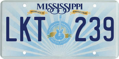 MS license plate LKT239