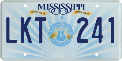 MS license plate LKT241