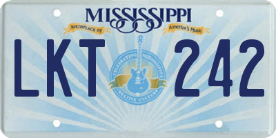 MS license plate LKT242