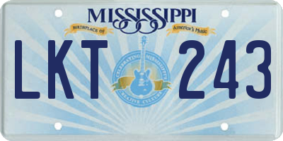 MS license plate LKT243