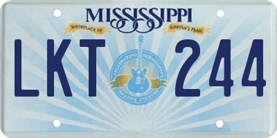 MS license plate LKT244