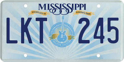 MS license plate LKT245