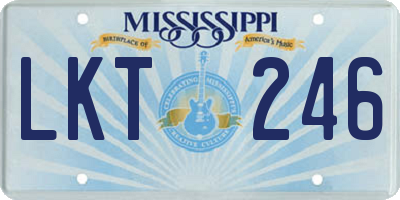 MS license plate LKT246