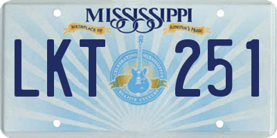 MS license plate LKT251