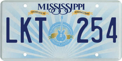 MS license plate LKT254