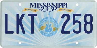 MS license plate LKT258