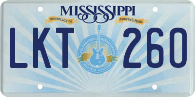 MS license plate LKT260