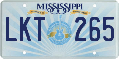 MS license plate LKT265