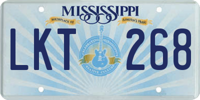 MS license plate LKT268