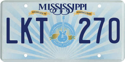 MS license plate LKT270