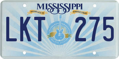 MS license plate LKT275