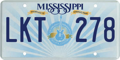MS license plate LKT278