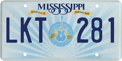 MS license plate LKT281