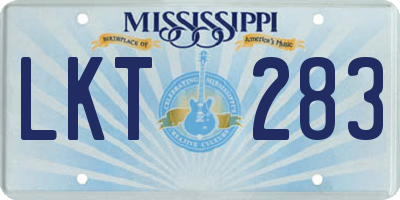 MS license plate LKT283