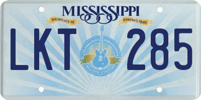 MS license plate LKT285