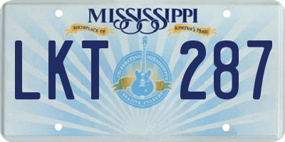 MS license plate LKT287