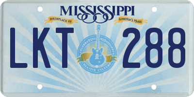 MS license plate LKT288